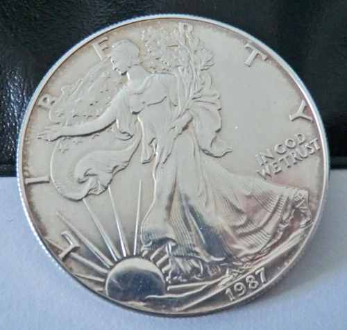1987 Bullion USA American Silver Eagle 1 oz 999 FINE SILVER COIN 31.5g 40.6mm