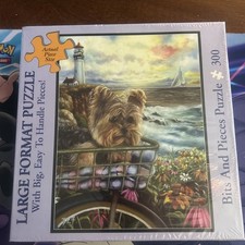 Bits and Pieces  Morning Ride  Yorkie Seaside 300 Large Piece Puzzle NEW SEALED