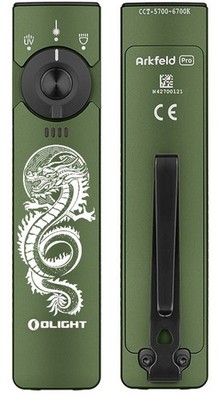 Olight Arkfeld Pro OD Green Dragon CW Flashlight , White/UV/Green Beam, 1300Lum