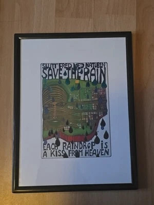 Hundertwasser Kunstdruck 24×18 cm Im Schwarzen Rahmen - Bild 1 von 2