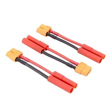 3 PCS XT60 Female to HXT 4mm Male Bullet Connector Adapter 14AWG 5cm Wire Lead