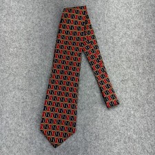Bert Pulitzer Tie Red Gold Navy Geometric All Silk Necktie Made in USA 58" Class