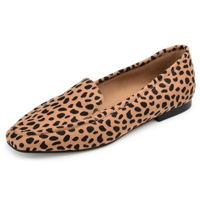Journee Womens Suede Loafer Flat Square Toe Noticed Topline Padded Block Heel -