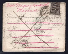 USA Cincinnati Ohio 1889 Cover to England. Postage Due, Forwarded to Italy