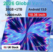 2026 NEW 16GB+1TB Wifi 5G Android Tablet 15 Dual Sim GPS 10.36in 12000mAh UK