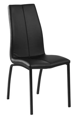 Fauteuil Asama rembourré, noir, cuir PU, piètement en métal - Photo 1/4