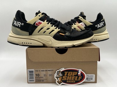 Nike Air Presto Off White The Ten 2017 Size 10 Authentic Black Low Virgil Abloh 