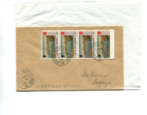 Isle of Man 1974 First day use Matt Gum 1p Definitive cover, Ramsey cancel