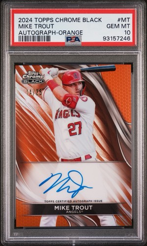2024 Topps Chrome Black Mike Trout Orange Auto /25 PSA 10 Angels