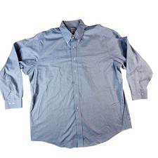 Brooks Brothers Dress Shirt Mens 18 Blue Non Iron Long Sleeve Button Down Cotton