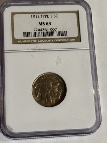 1913 P Type 1 Buffalo Nickel NGC MS63 Nice Coin