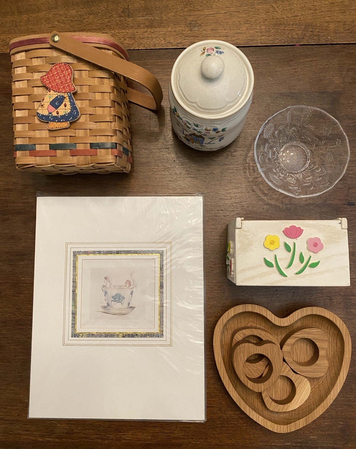 Cottage Core Home Decor Bundle Vintage Grannie Decor Heartland Flowers & Heart