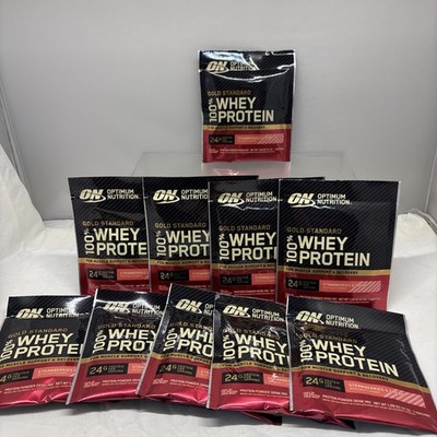 10X Optimum Nutrition Gold Standard 100% Whey Protein Powder 1 SERV STRAWBER B86