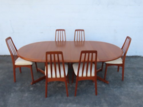 Edvard Valentinsen Danish Modern Dining Table Six Svegard Chairs 2 Leaves 6311