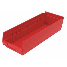 Akro-Mils 30138Red Shelf Storage Bin, 6-5/8 In W X 17-7/8 In L X 4 In H, 20 Lb