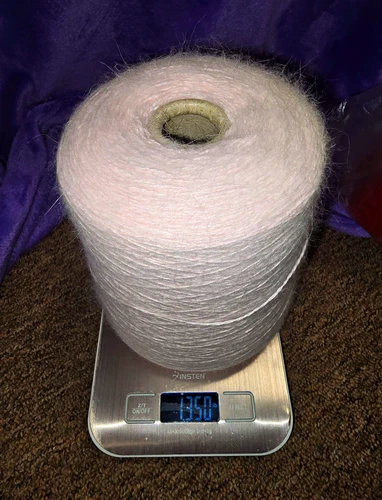 1.2+ Lb Italian Filpucci Angora Rabbit Long Hair Cone Yarn. 80/20 Powder Pink. - product listing photo