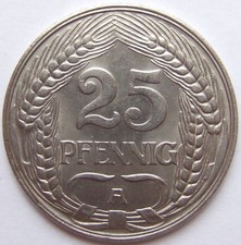 Münze Deutsches Reich 25 Pfennig 1910 A in Vorzüglich / Stempelglanz