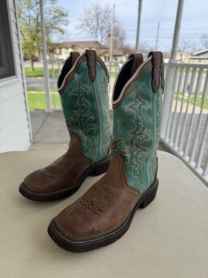 Justin Women's Raya Gypsy Turquoise Cowgirl Boot Square Toe L2904, Size 7 New