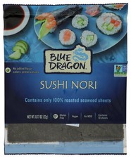 Blue Dragon Roasted Sushi Nori Seaweed Sheets 0.77 Oz 10 Rice 77