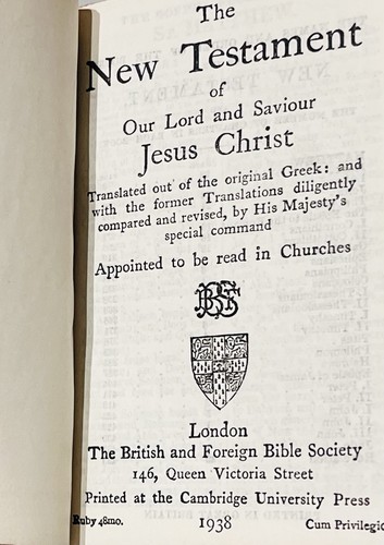 Vintage Bible 1938 New Testament Leather Embossed Davids Tower Jerusalem Rare - Picture 4 of 7