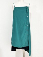 Marc Jacobs Silk Layered Strap Dress Green/Black Size Buttons Size 2