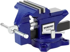 WORKPRO Bench Vise, 4-1/2" Vice for Workbench, Utility Combination Pipe Blue 