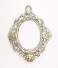 40x30mm Silver Open Back Cabochon Cameo Setting with ring S4243