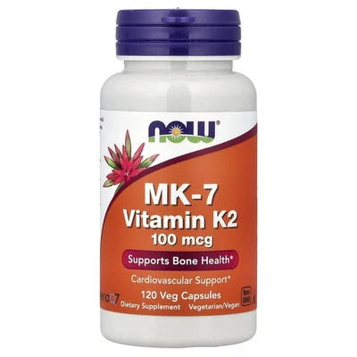 NOW Foods, MK-7 Vitamin K-2, 100 mcg, 120 vegetarische Kapseln - Bild 1 von 2