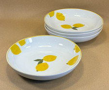 Marks & Spencer M&S Lemons Pasta Bowls Set of 4 Yellow Citrus Porcelain 14cm