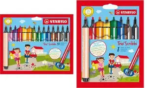 STABILO Fasermaler Trio Scribbi, 14er Kartonetui 1 bis 24 Stk SPARE 32%