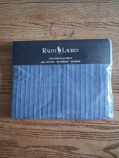 NOS Sealed Vtg Polo Ralph Lauren Sorrell Blue/White Stripe Twin Flat Sheet USA