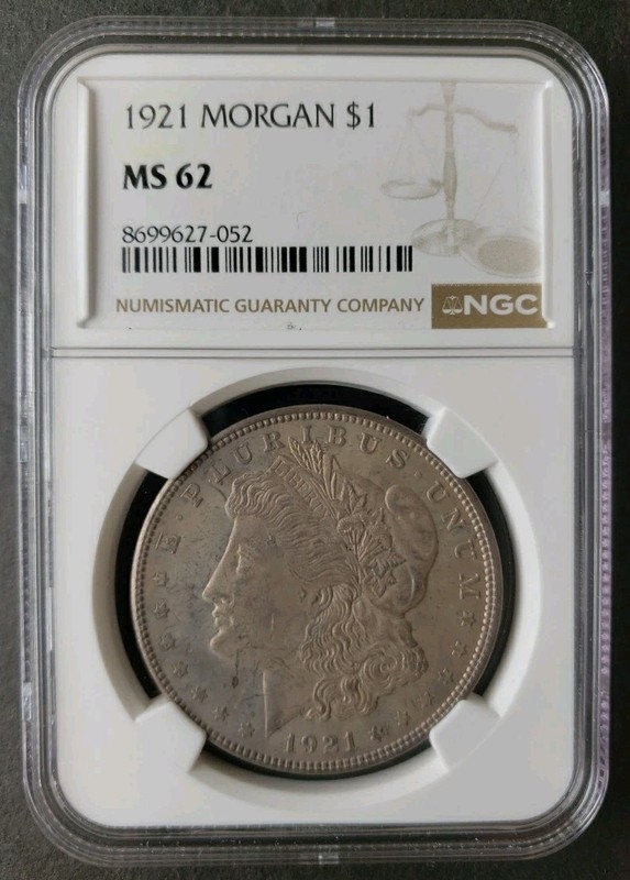 1921 $1 Morgan Silver Dollar NGC MS62