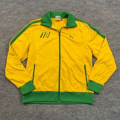 PUMA Jamaica #10 Full-Zip Track Jacket Large 23x27 Yellow Green