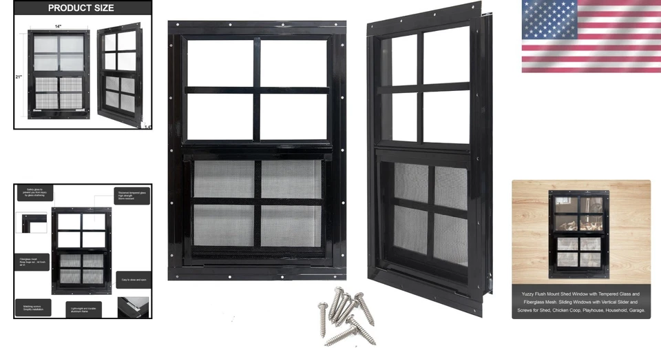 Small Sliding Windows for Shed, Chicken Coop - 4"x2", 2 Pack - Image 2 of 4