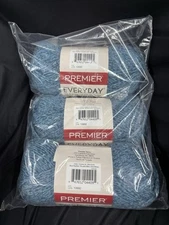 Lot Of 3 Premier Yarns Anti-Pilling Everyday Worsted Blue Heathers Yarn