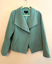 Jones New York Women's Solid Blue Lined Stretch Button Front Short Jacket L
