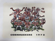 1972 NEBRASKA CORNHUSKERS FOOTBALL PLACEMAT VINTAGE JOHNNY RODGERS RICH GLOVER