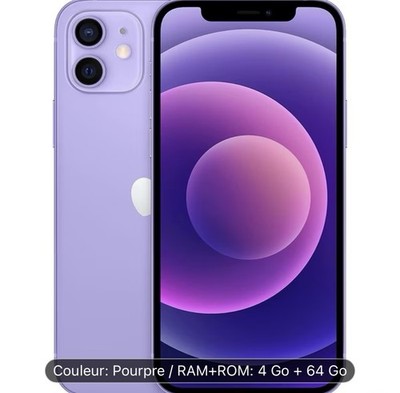 Apple iPhone 12 Smartphone 64GB Storage Purple 4GB RAM Bar Style Mobile Phone