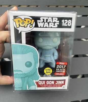 Funko Pop! Star Wars Qui Gon Jinn #128 Glow 2017 Galactic Convention Exclusive