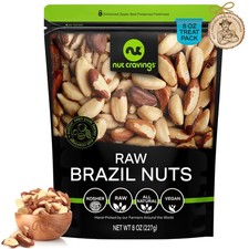 Raw Brazil Nuts, Unsalted, No Shell, Whole, 8oz Resealable Bag, Kosher Snack