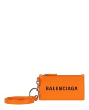 Balenciaga Mens Key Ring Leather Logo Card Case