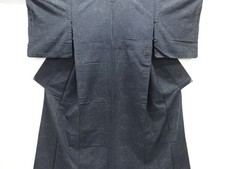 7753281: JAPANESE KIMONO / ANTIQUE HITOE KIMONO / SILK / TSUMUGI / WOVEN KIKKO 