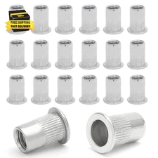 50PCS M5 Stainless Steel Threaded Insert Rivet Nut, M5-0.8Mm Rivnuts Flat Head R