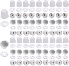 64 Pieces Universal Toilet Bolt Caps, Round Plastic Push-On One Size, White 