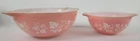 Pyrex Gooseberry Pink Mixing Bowl Set 2 Pieces Vintage Milk Glass
