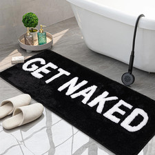 Bath Mat Long Runner Microfiber Get Naked Funny Bathroom Rug Non Slip 18x47