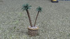 3" Double Palm Trees in Planter for Dollhouse Fairy Garden Village Display 135