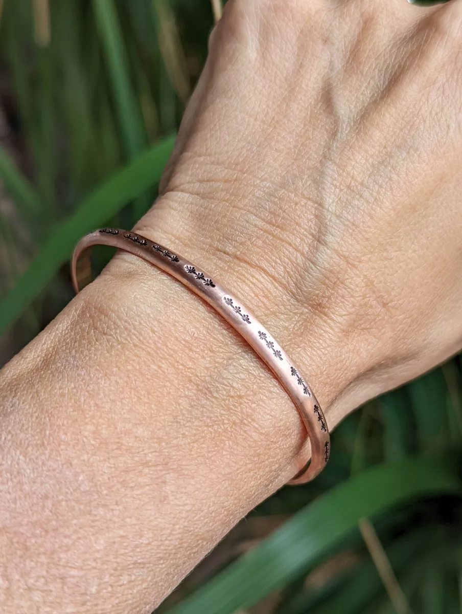 dainty copper cuff bracelet with small stars handmade NiciArt