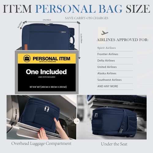 Lossga for Spirit Airlines Personal Item Bag 18x14x8 Inches Frontier Airlines Pe - Picture 7 of 7