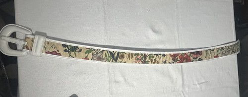 Vintage Pre-1958 Gucci Canvas Floral & White Leather Belt - Size 70/28 Rare!! - Picture 4 of 9